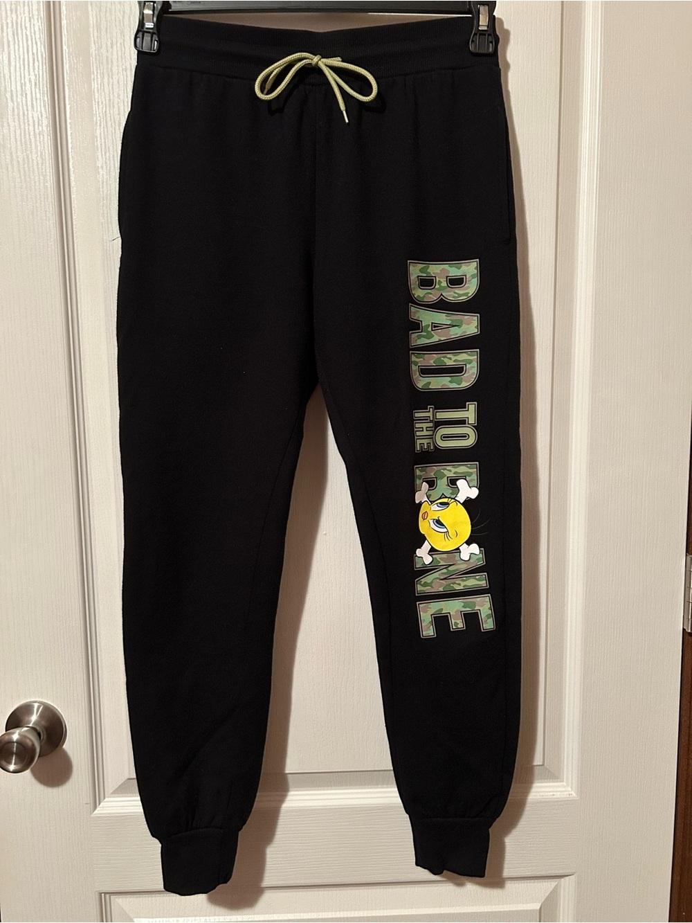 Looney Tunes Tweety Black Joggers with Green Print
